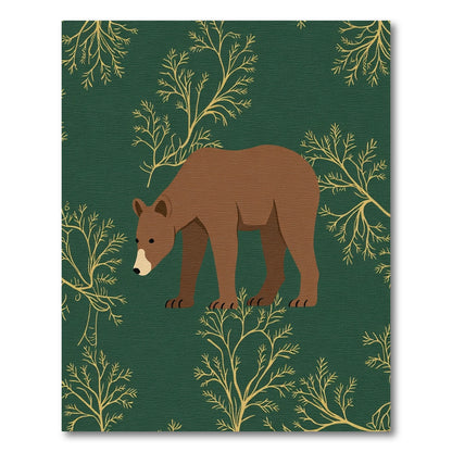 Woodland Bear And Golden Branches Rug