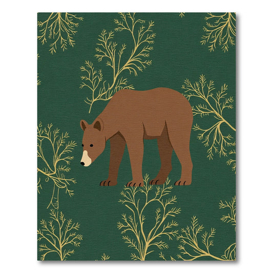 Woodland Bear And Golden Branches Rug