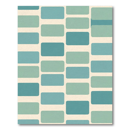 Teal Mint Rectangles Geometric Rug