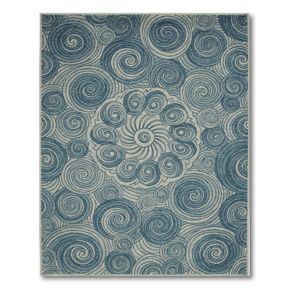 Blue Swirl Abstract Area Rug