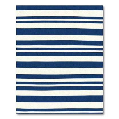 Marine Blue Cream Linear Bands Rug