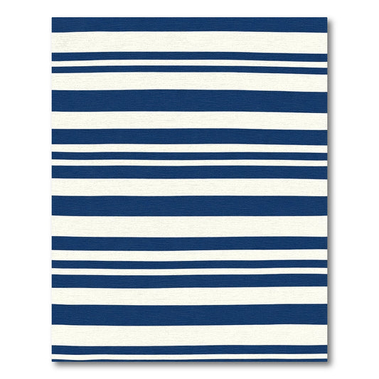 Marine Blue Cream Linear Bands Rug