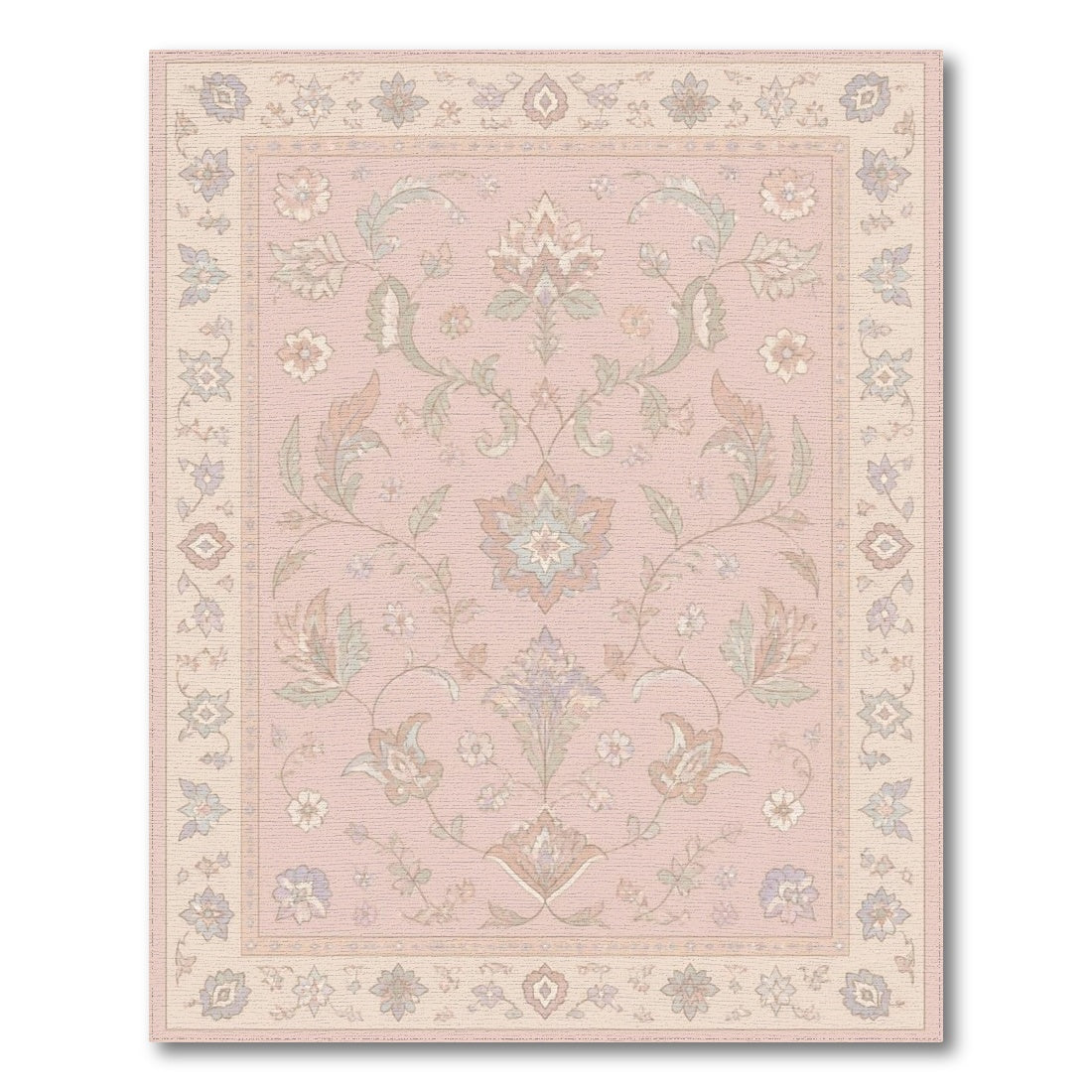 Blush Pink Floral Vintage Area Rug