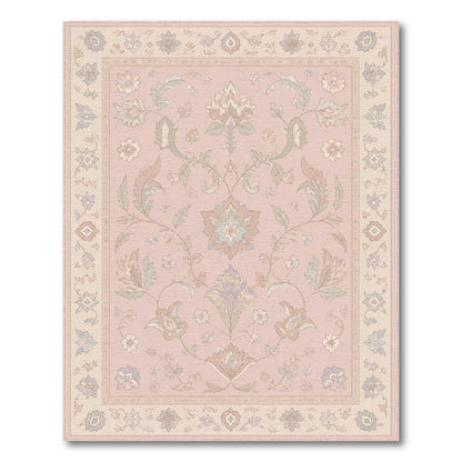 Blush Pink Floral Vintage Area Rug