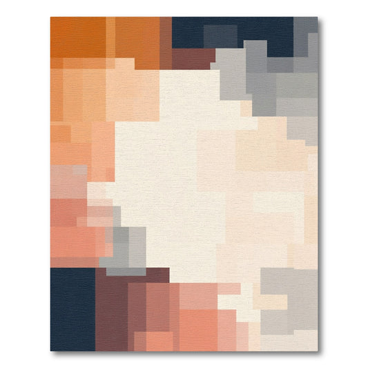 Terracotta Gray Block Abstract Rug