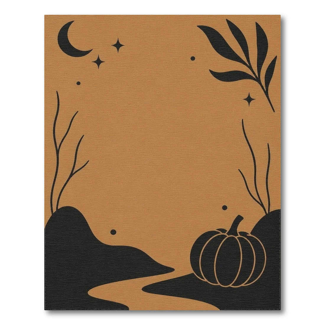 Rustic Farmhouse Orange Pumpkin Moon Area Rug