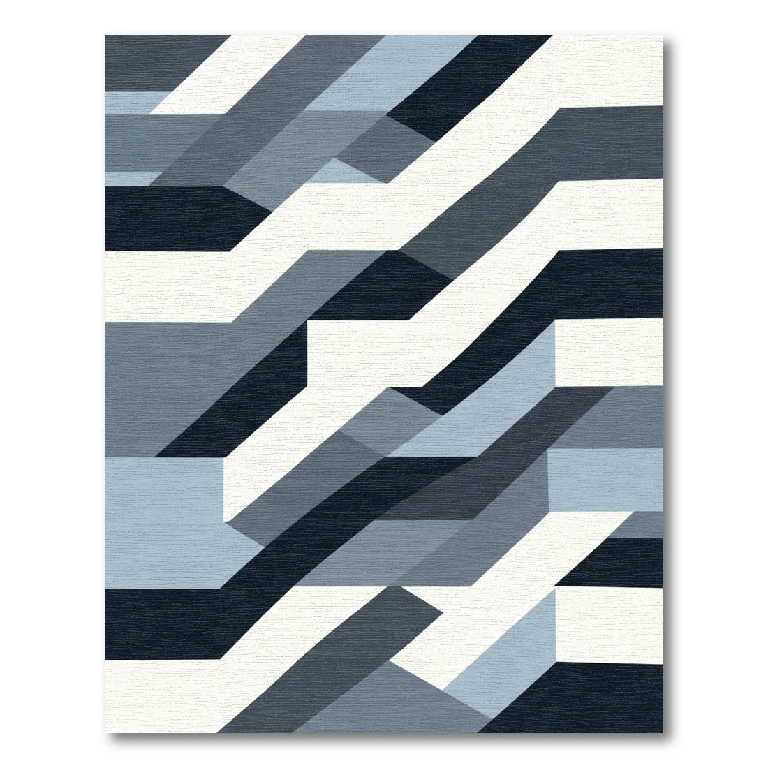 Abstract Geometric Blues with White Rug