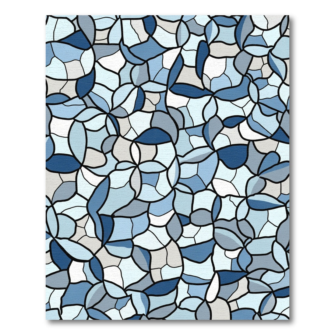 Tonal Blue Organic Mosaic Shape Rug