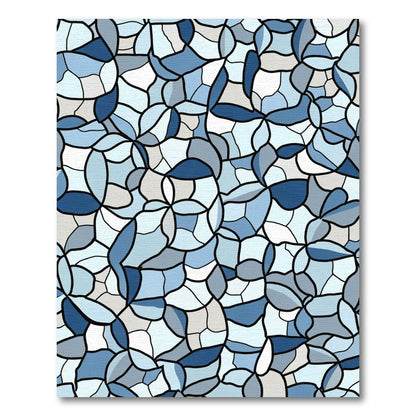 Tonal Blue Organic Mosaic Shape Rug