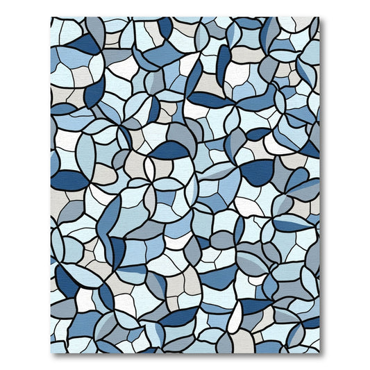 Tonal Blue Organic Mosaic Shape Rug