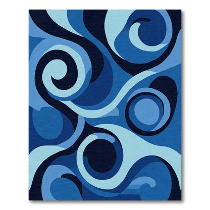 Deep Blue Swirl Organic Flow Rug