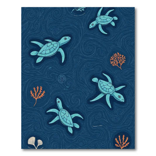 Coastal Aqua Turtle Swirl Ocean Rug