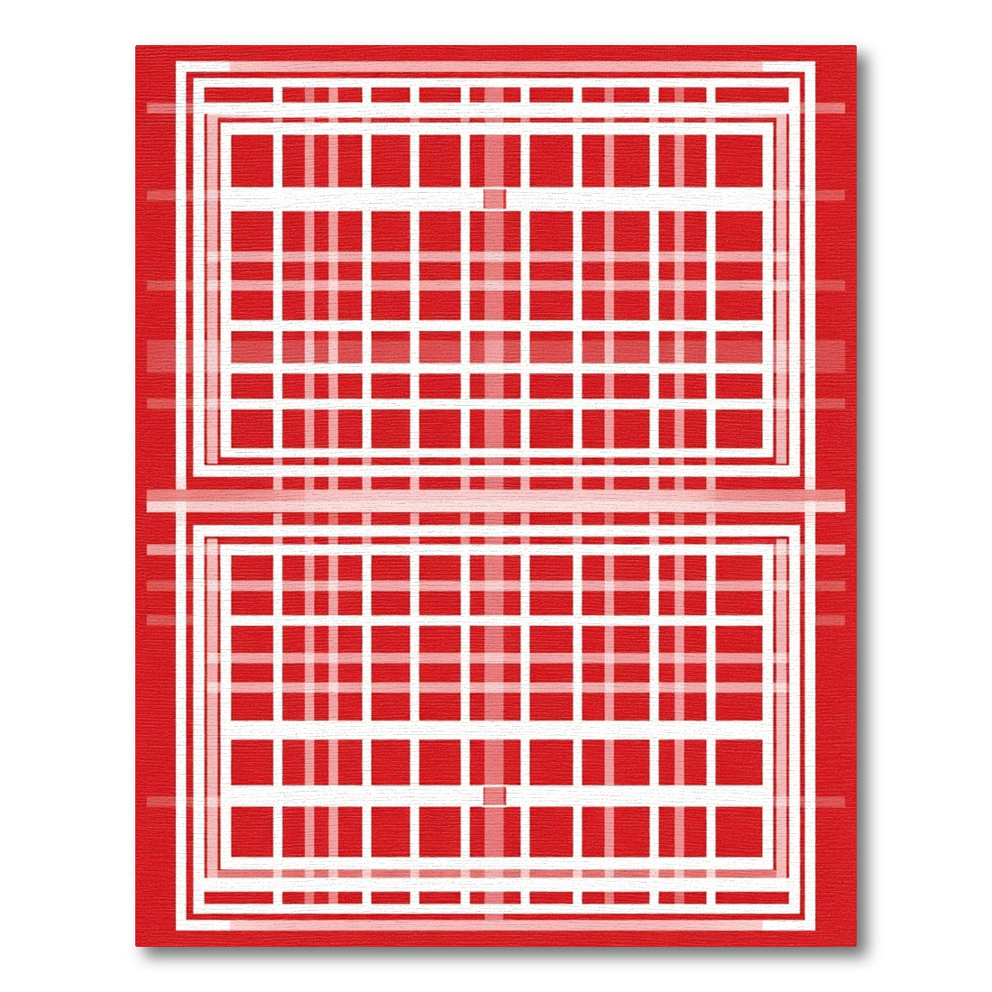 Red White Geometric Layered Grid Rug