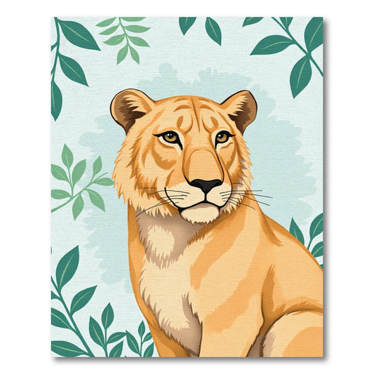 Majestic Lioness Greenery Background Render Rug