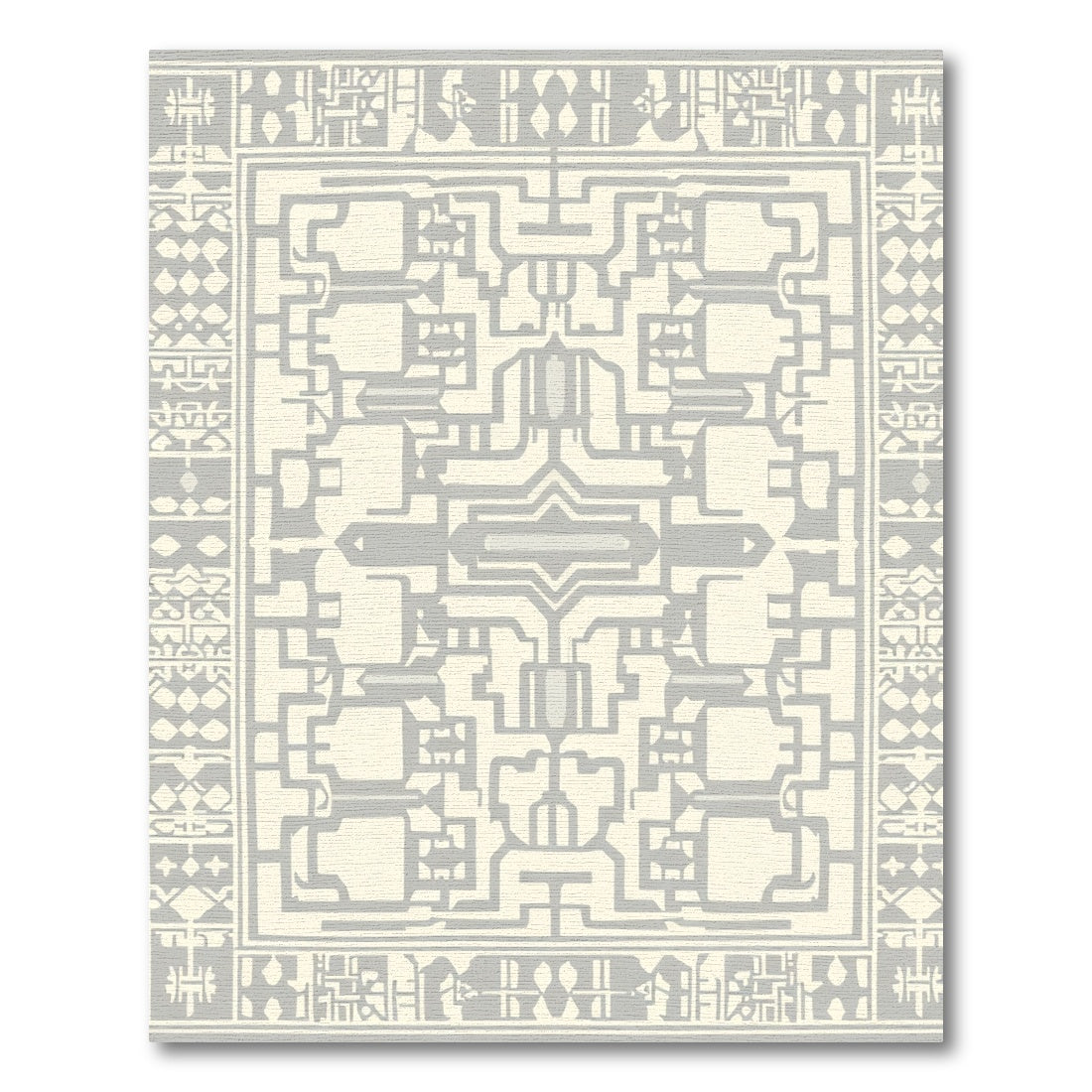 Neutral Geometric Labyrinth Ornament Rug