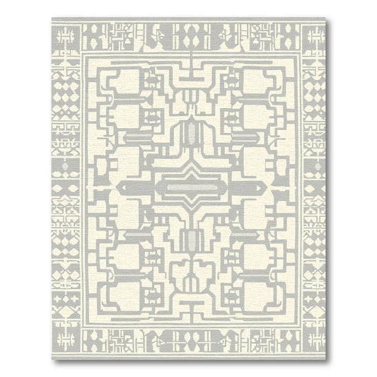 Neutral Geometric Labyrinth Ornament Rug
