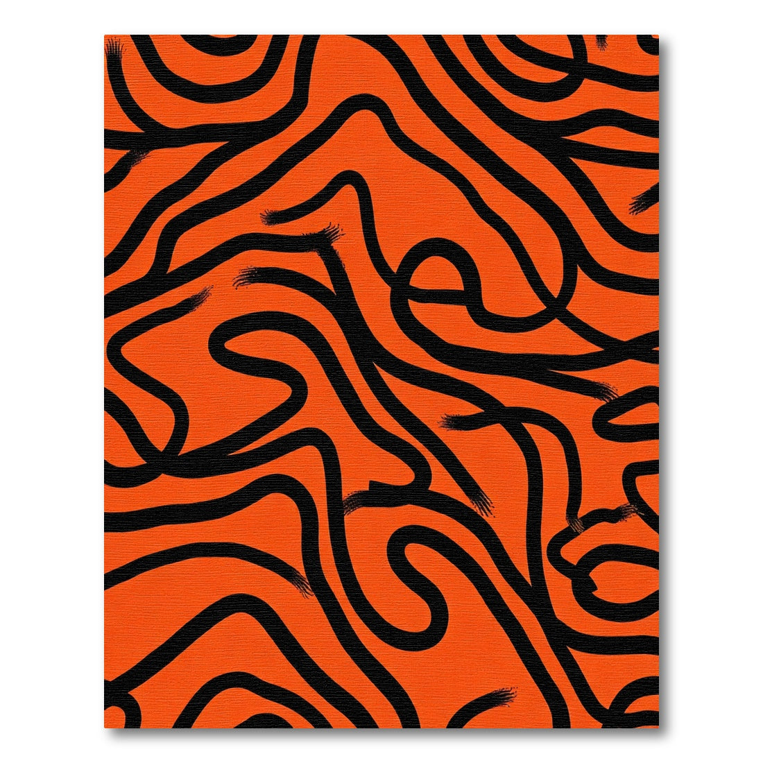 Bold Orange Black Wavy Lines Rug