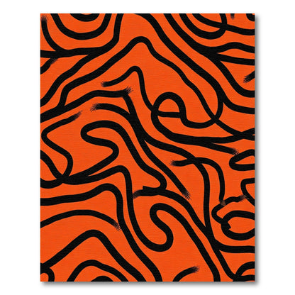 Bold Orange Black Wavy Lines Rug