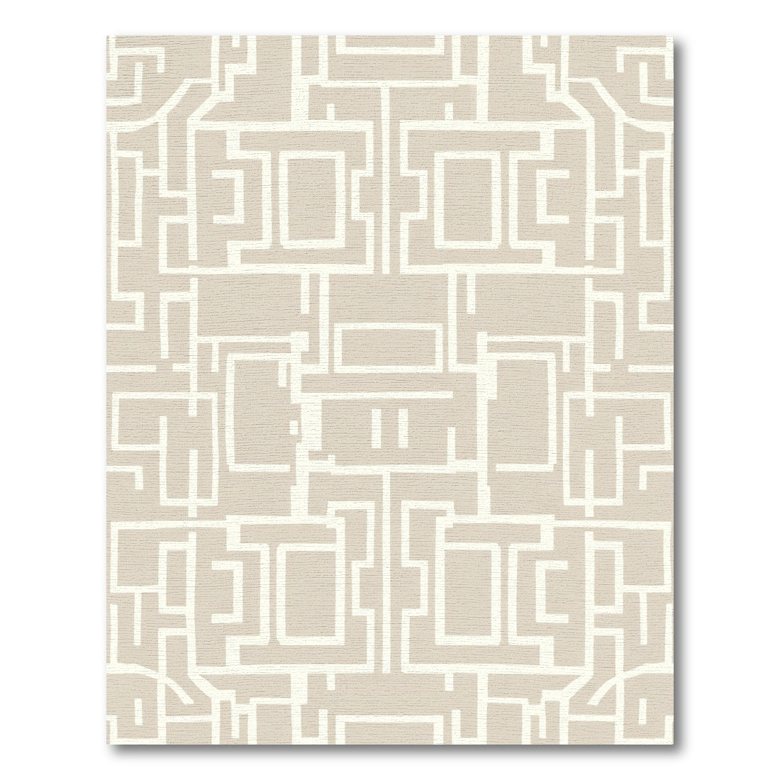 Taupe White Geometric Labyrinth Rug