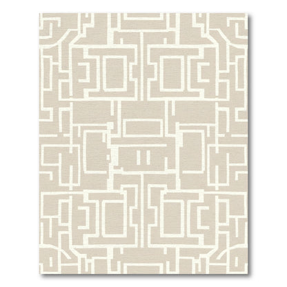 Taupe White Geometric Labyrinth Rug