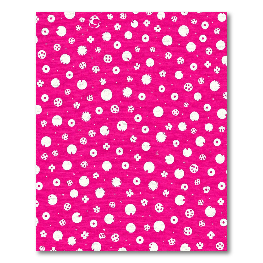 Bright Pink White Scattered Doodles Rug