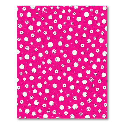 Bright Pink White Scattered Doodles Rug
