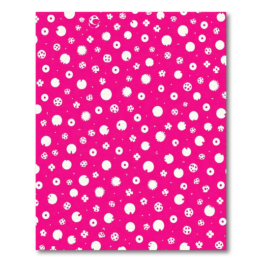 Bright Pink White Scattered Doodles Rug