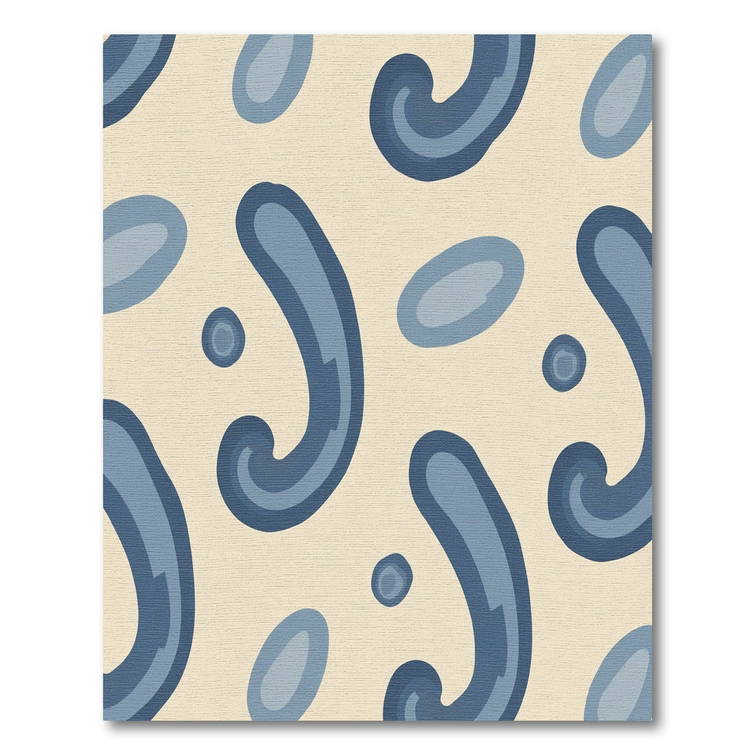 Abstract Blue Swirl Oval Rug