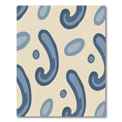 Abstract Blue Swirl Oval Rug