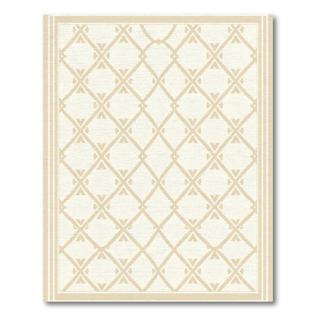 Neutral Diamond Lattice Border Rug