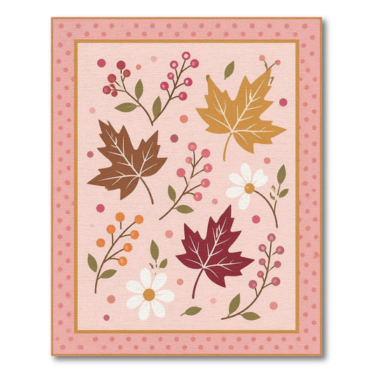 Pink Autumn Floral Maple Leaf Area Rug