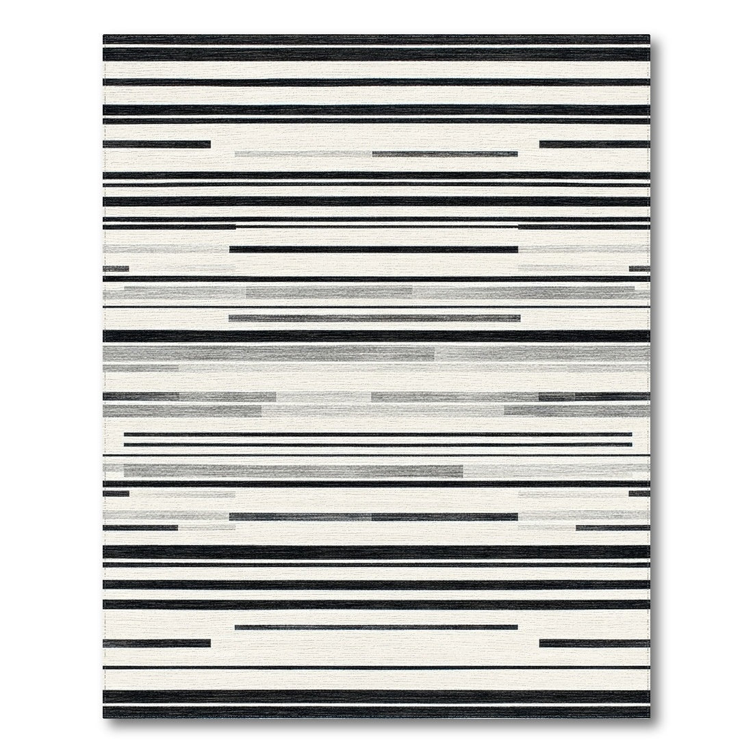 Black White Striped Geometric Area Rug