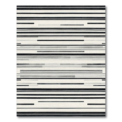 Black White Striped Geometric Area Rug
