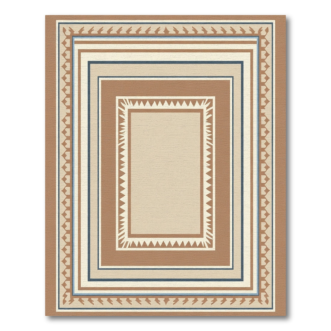Geometric Terracotta Bordered Frame Rug