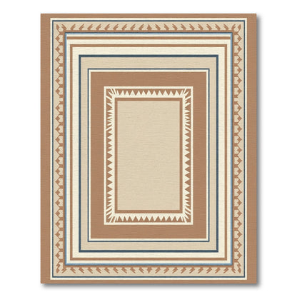Geometric Terracotta Bordered Frame Rug