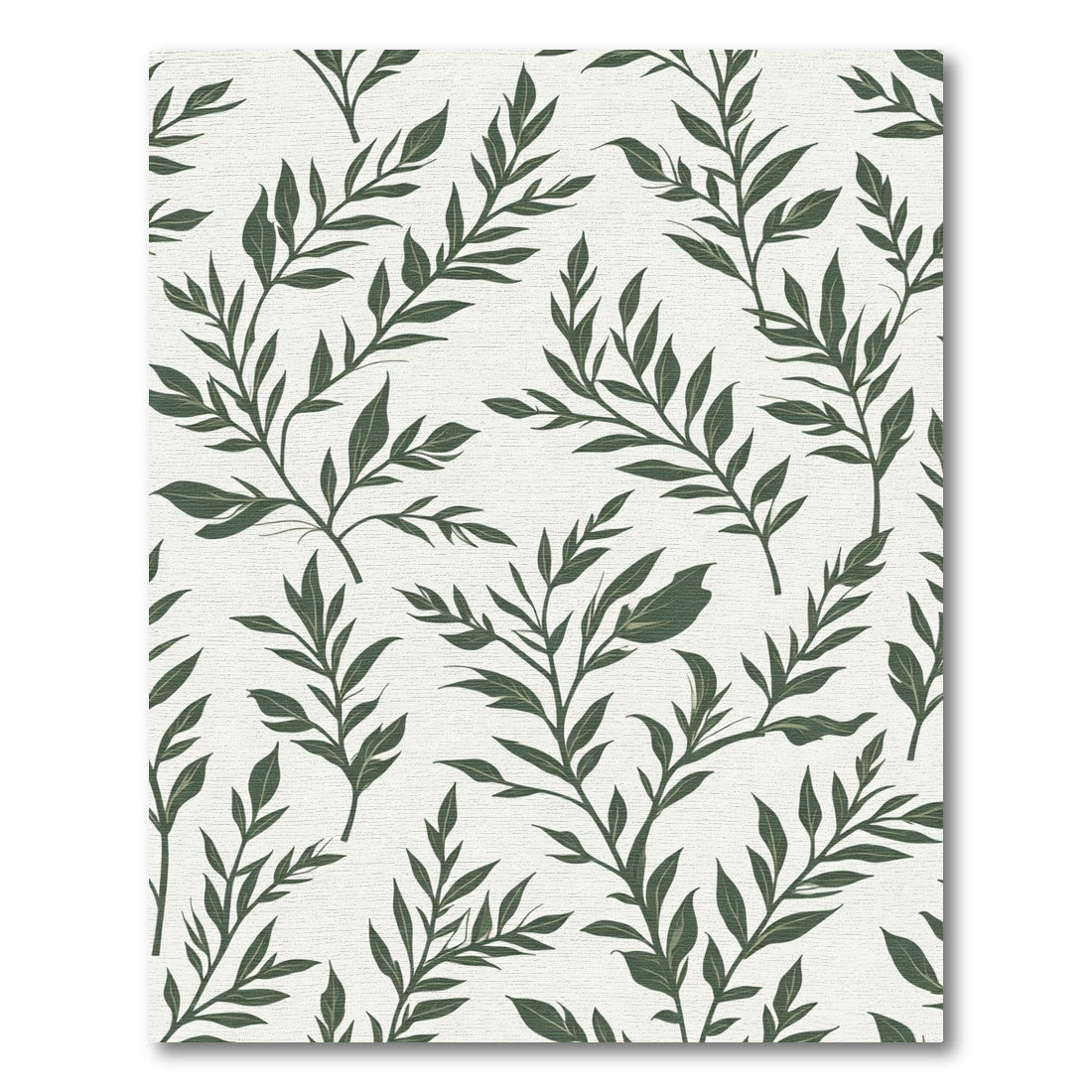 Dark Green Leafy Botanical Trail Rug
