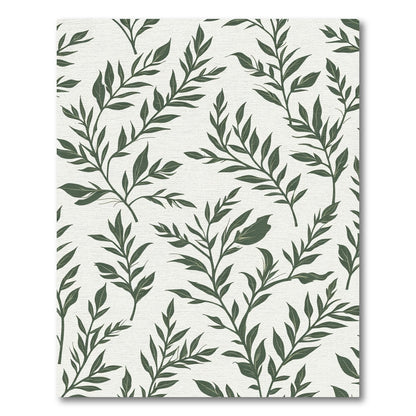 Dark Green Leafy Botanical Trail Rug