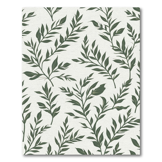 Dark Green Leafy Botanical Trail Rug