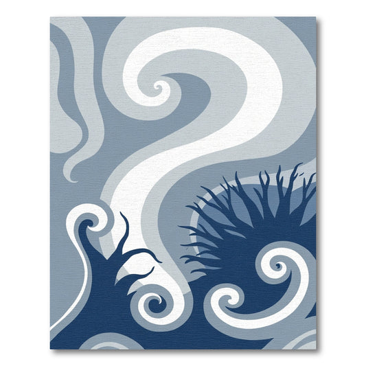 Deep Blue Swirl Abstract Waves Rug