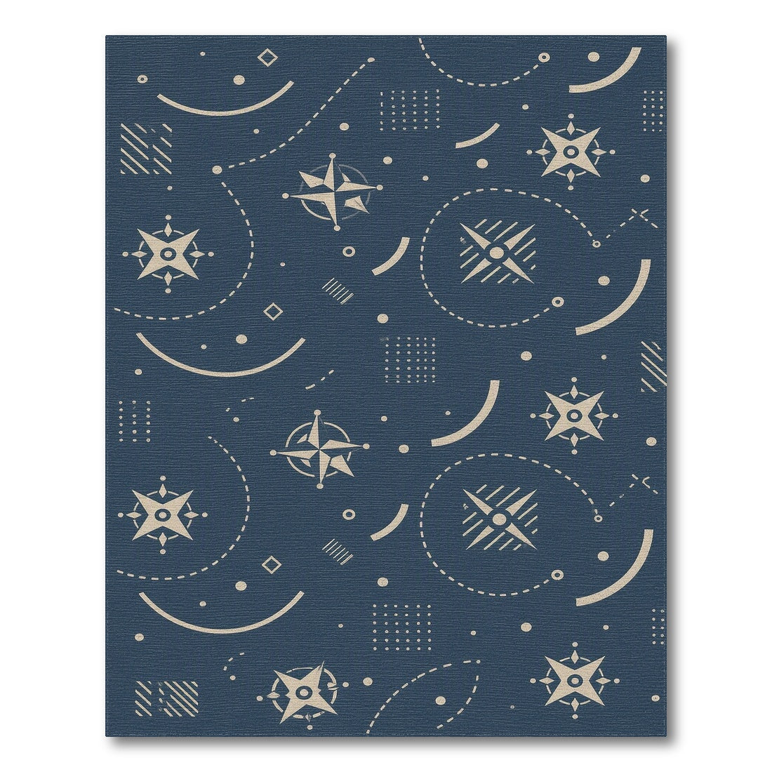 Blue Geometric Star Compass Area Rug