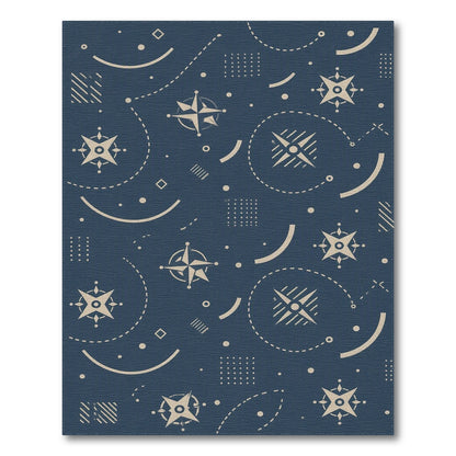 Blue Geometric Star Compass Area Rug