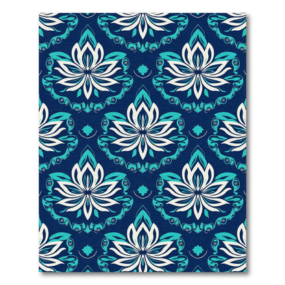 Rich Teal Lotus Medallion Repeating Rug