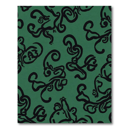 Emerald Green Black Swirl Flourish Rug