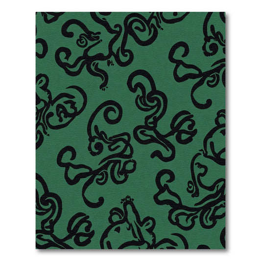 Emerald Green Black Swirl Flourish Rug