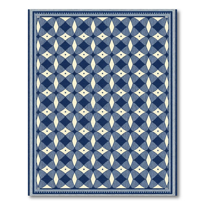 Deep Blue Interlocking Diamond Border Rug