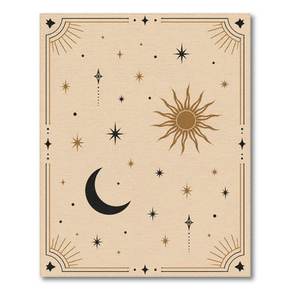 Boho Celestial Sun Moon Stars Area Rug