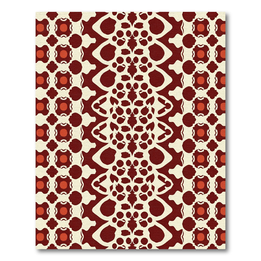 Dark Red Cream Paisley Medallion Rug