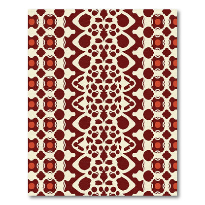 Dark Red Cream Paisley Medallion Rug