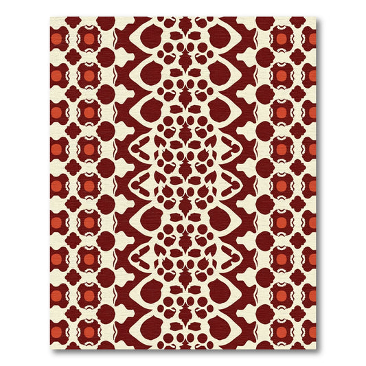 Dark Red Cream Paisley Medallion Rug