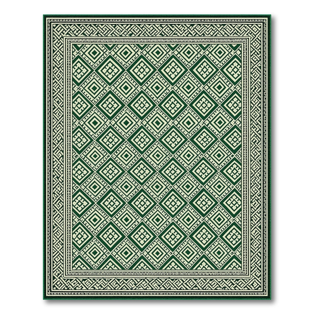 Diamond Geometric Modern Green Geometric Diamond Area Rug